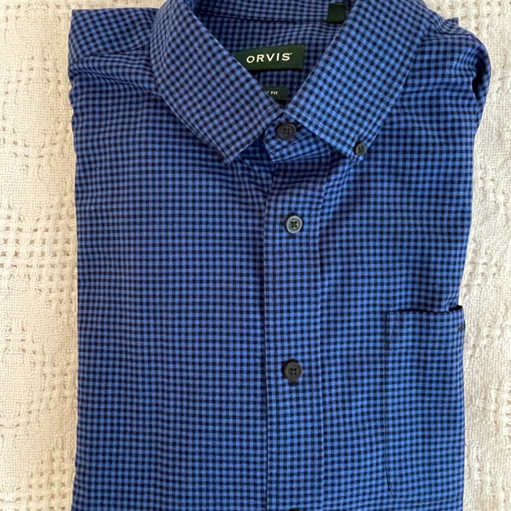 NWOT Orvis Men's Blue Checkered Shirt